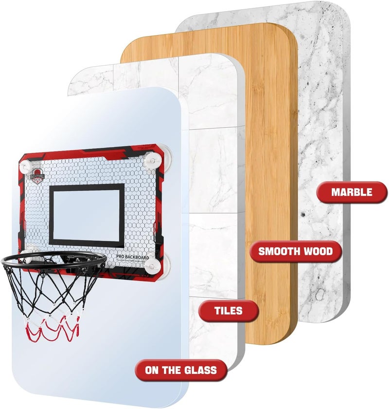 RUNBOW Store Indoor Mini Basketball Hoops Backboard with Powerful Suction Cups,Wall Mounted Door Basketball Hoops,Toys with Balls Gifts for Kids Boys Teens (43x30CM, Blue with Scorer) (Red Ordinary) - Image 5